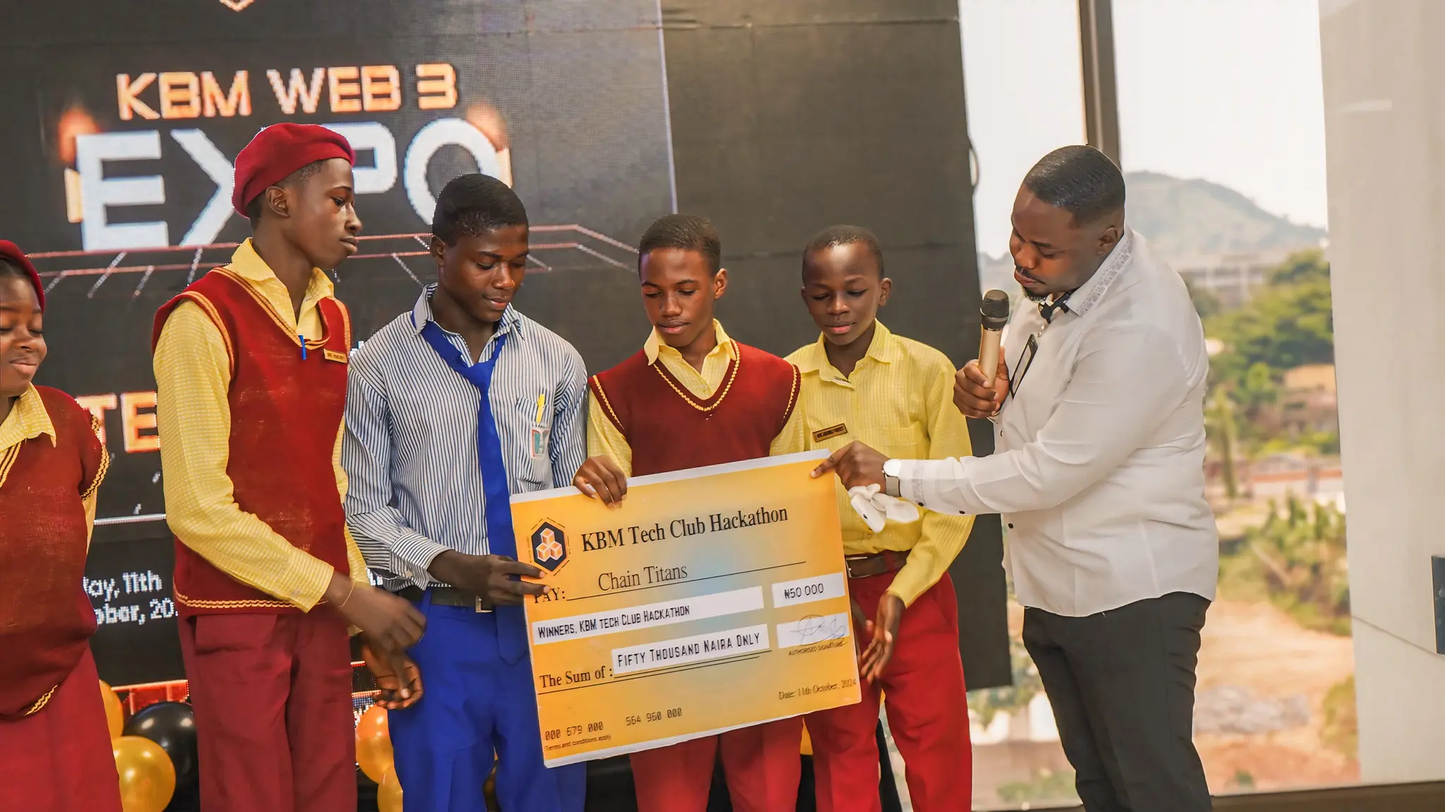 Award presentation at a hackathon event
